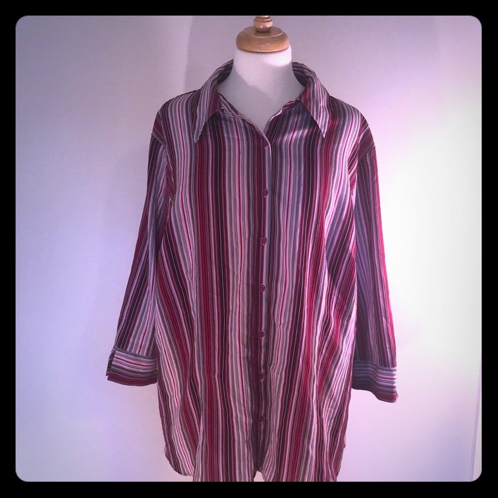 Fred David 2X dark multicolored button down shirt